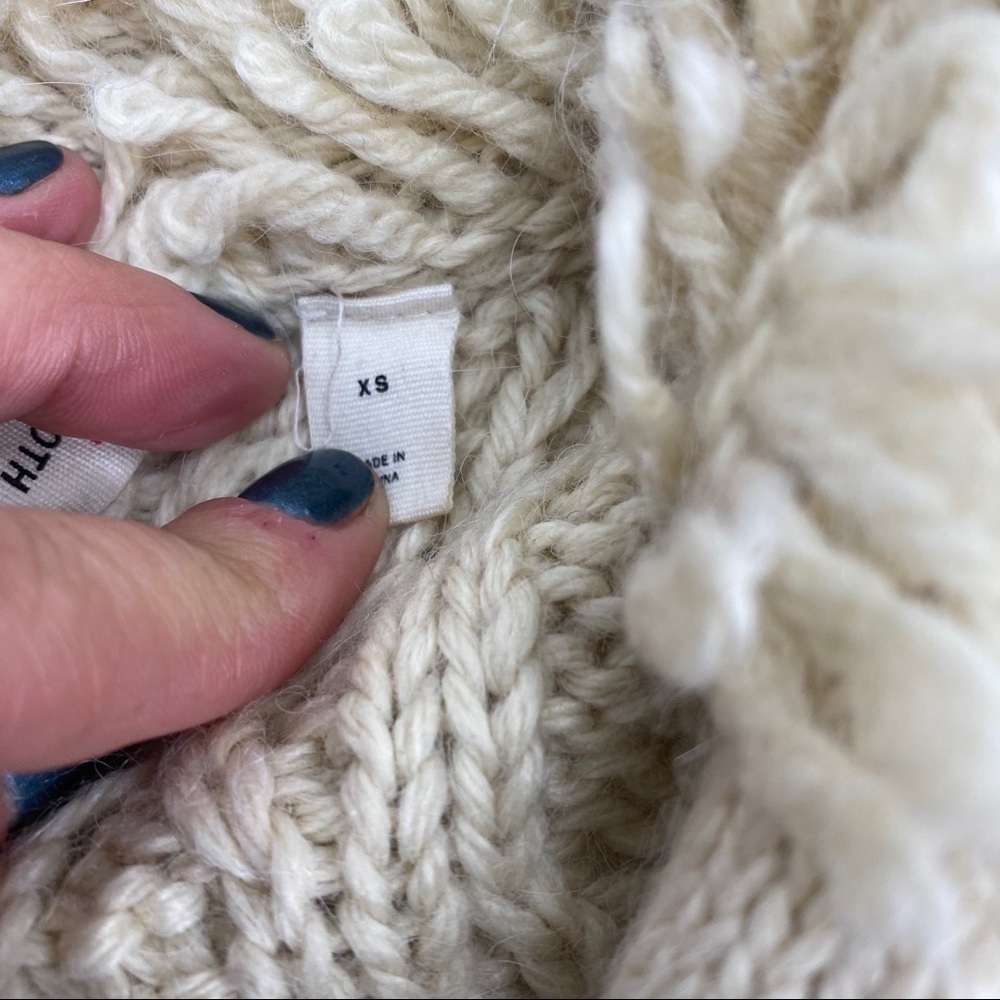 Anthro Moth zip up moto cardigan fisherman sweater - Picture 4 of 10